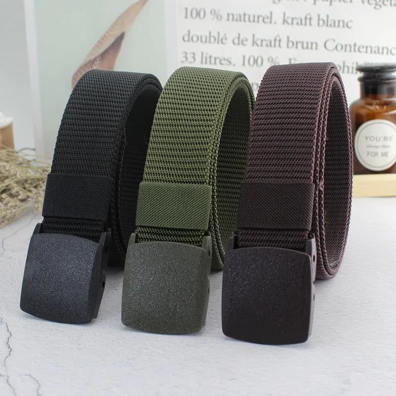 image-Plastic Automatic Buckle Canvas Jeans Belt Hypoallergenic