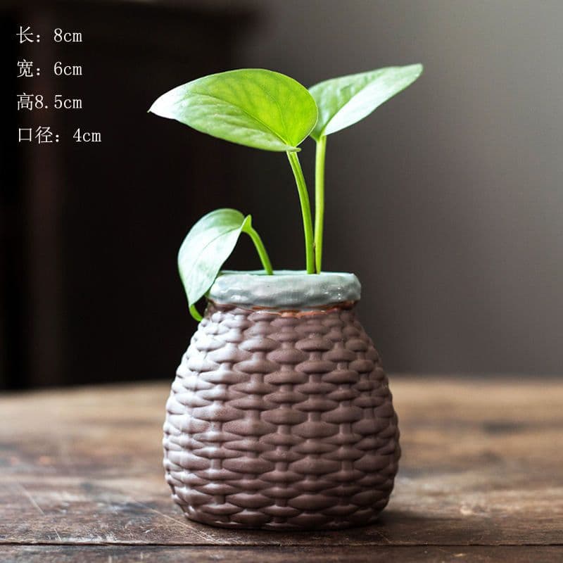 image-Creative Ceramic Hydroponic Flowerpot Vase - Green Radish Copper Design