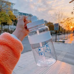 image-Korean Style Straw Water Cup Female Student Cute Simple Plastic Cup Water Bottle