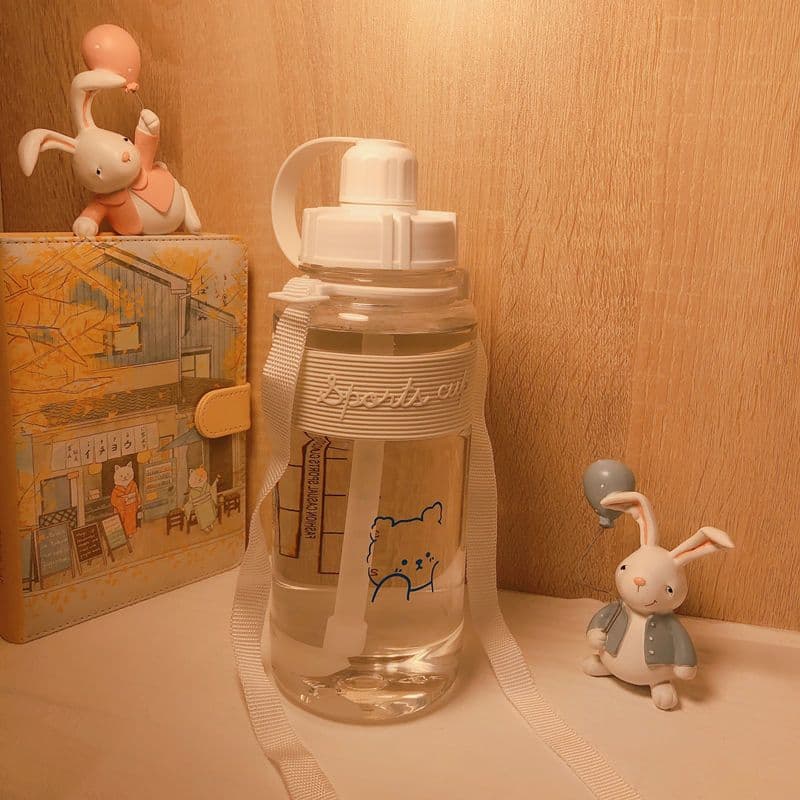 image-Korean Style Straw Water Cup Female Student Cute Simple Plastic Cup Water Bottle