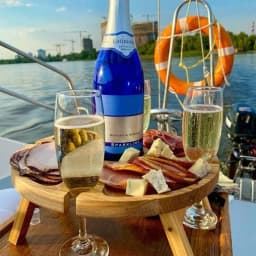 image-Wooden Outdoor Folding Picnic-table With Glass Holder