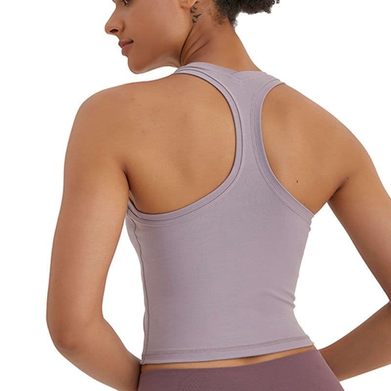 image-Yoga Sports Vest - Moisture Wicking, High-Elastic, Black, Sleeveless, Nylon