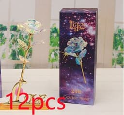 image-24K Luminous Color Gold Rose Flower Set