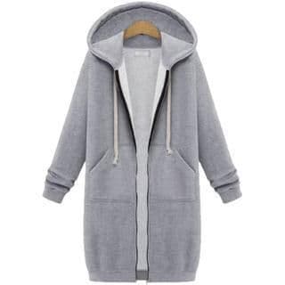image-Hooded long-sleeved winter sweater women's jacket in a long thick shirt