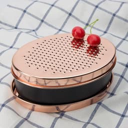 image-Rose Gold Brass Double-sided Cheese Planer Oval Box Cheese Planer Vegetable Planer Lunch Box Planer Grater
