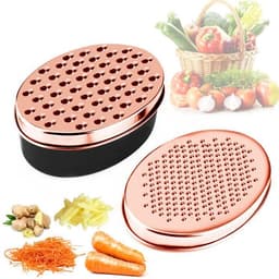 image-Rose Gold Brass Double-sided Cheese Planer Oval Box Cheese Planer Vegetable Planer Lunch Box Planer Grater
