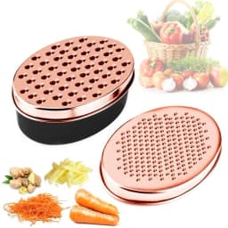 image-Rose Gold Brass Double-sided Cheese Planer Oval Box Cheese Planer Vegetable Planer Lunch Box Planer Grater