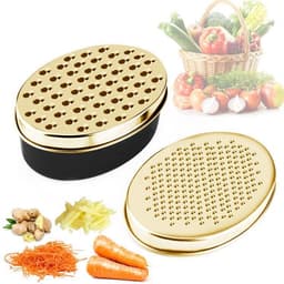 image-Rose Gold Brass Double-sided Cheese Planer Oval Box Cheese Planer Vegetable Planer Lunch Box Planer Grater