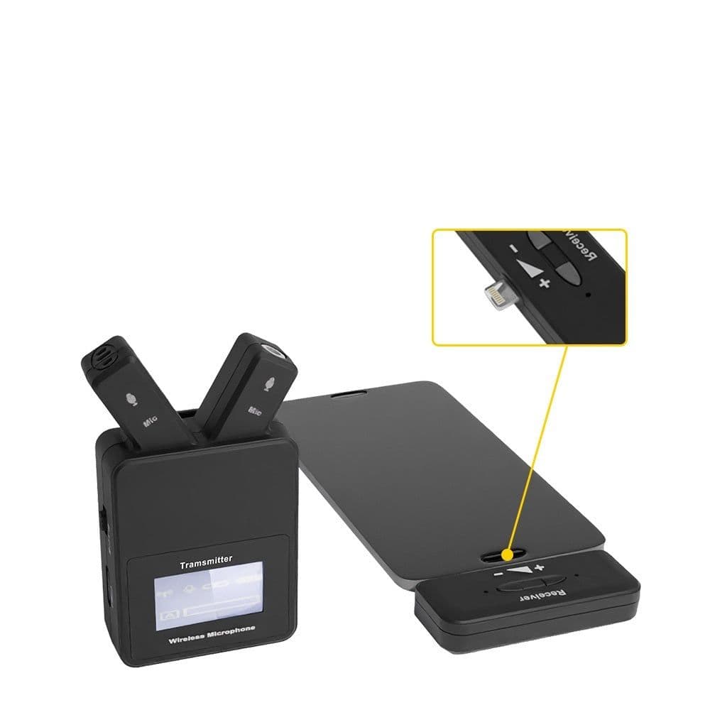 image-W108 Mini 2.4 GHz Lavalier Wireless Microphone Lapel Clip With Type C Plug Lighting For Phone Laptop Voice Recording
