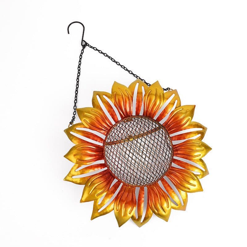 image-Wrought Iron Metal Flower-Shaped Bird Feeder