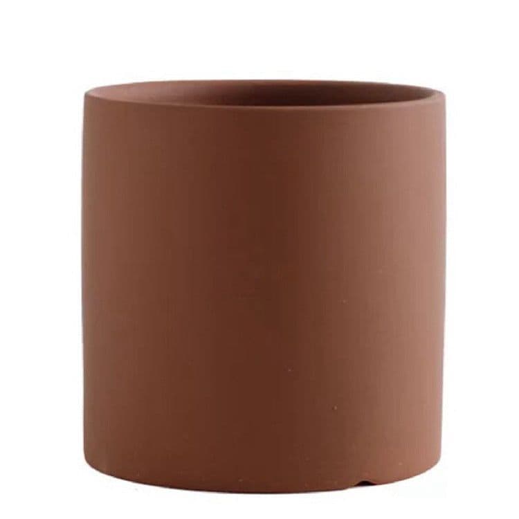 image-Nordic Industrial Style Colorful Ceramic Flowerpot Succulent Planter Green Plants Cylindrical Shape Flower Pot With Hole Tray