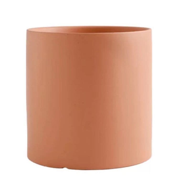 image-Nordic Industrial Style Colorful Ceramic Flowerpot Succulent Planter Green Plants Cylindrical Shape Flower Pot With Hole Tray