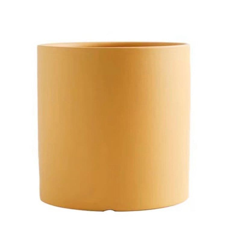 image-Nordic Industrial Style Colorful Ceramic Flowerpot Succulent Planter Green Plants Cylindrical Shape Flower Pot With Hole Tray