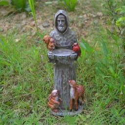 image-St. Francis St. Francis And Animal Friends Resin Crafts Outdoor Garden Statue Bird Feeder