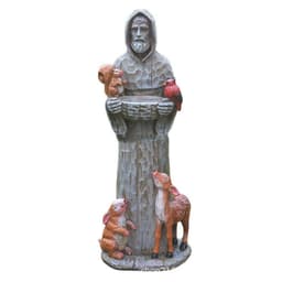 image-St. Francis St. Francis And Animal Friends Resin Crafts Outdoor Garden Statue Bird Feeder
