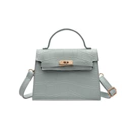 image-Sheng Shi Trendy Kelly Bag - Black One-Shoulder Crossbody PU