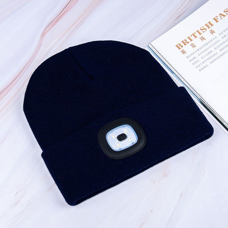 image-LED Knitted Hat with Rechargeable Light for Night Running