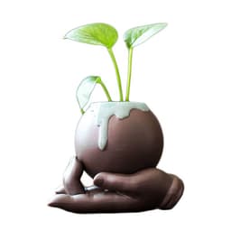 image-Creative Ceramic Hydroponic Flowerpot Vase - Green Radish Copper Design