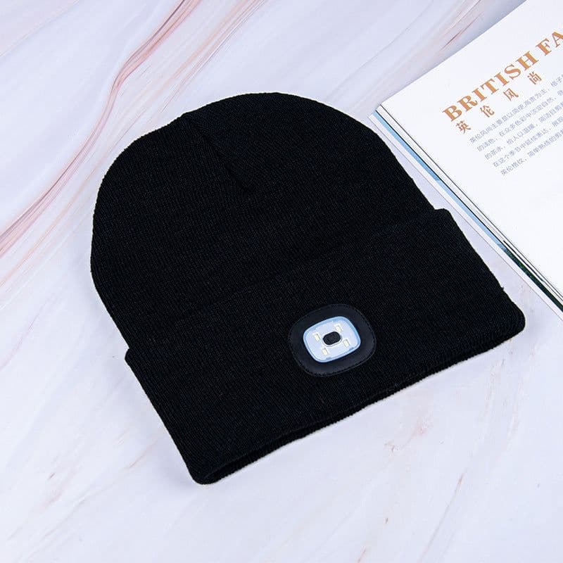 image-LED Knitted Hat with Rechargeable Light for Night Running