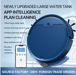 image-Intelligent Sweeper Robot - Dark Blue YQ8S-MAX App Control Vacuum Cleaner