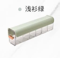 image-Underwear Storage Box - Light Green, 6 Compartments, Plastic, Multifunctional