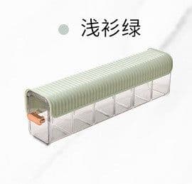 image-Underwear Storage Box - Light Green, 6 Compartments, Plastic, Multifunctional