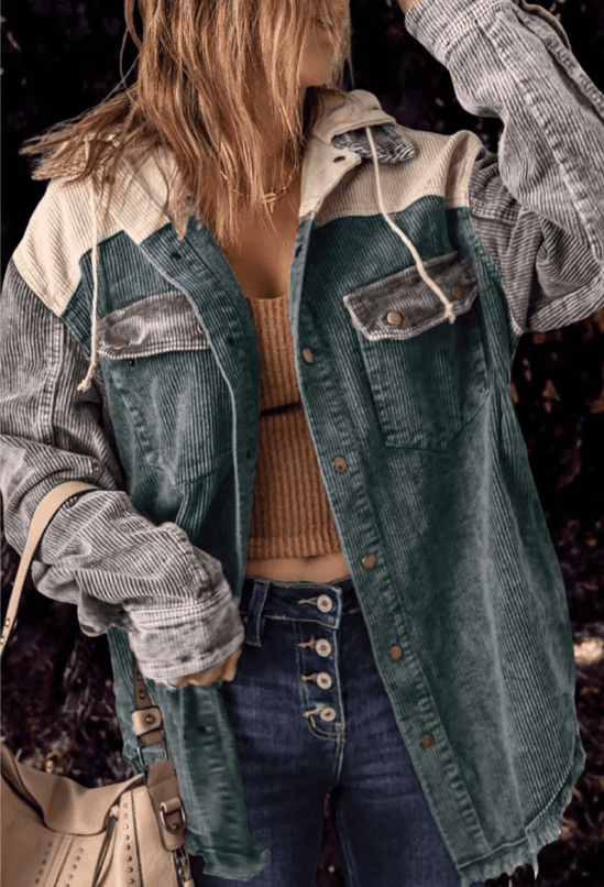 image-Europe & US Autumn Hot Sale Jacket - Cotton Double Pocket Hooded Casual Boyfriend Style