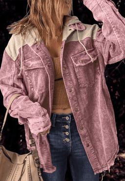 image-Europe & US Autumn Hot Sale Jacket - Cotton Double Pocket Hooded Casual Boyfriend Style