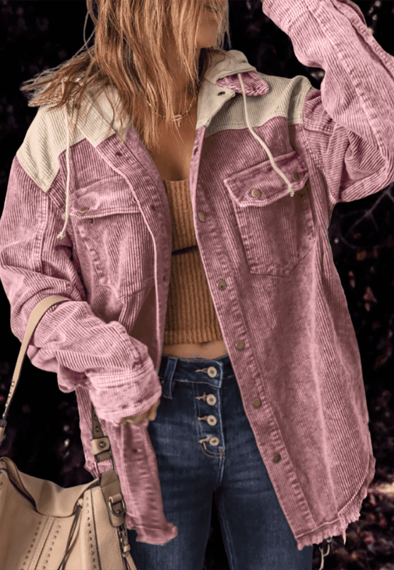 image-Europe & US Autumn Hot Sale Jacket - Cotton Double Pocket Hooded Casual Boyfriend Style