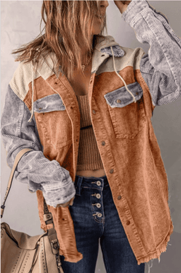 image-Europe & US Autumn Hot Sale Jacket - Cotton Double Pocket Hooded Casual Boyfriend Style