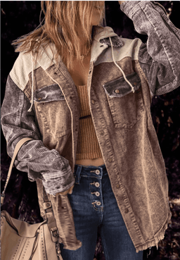 image-Europe & US Autumn Hot Sale Jacket - Cotton Double Pocket Hooded Casual Boyfriend Style