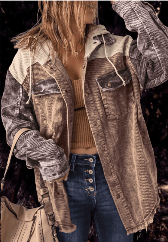 image-Europe & US Autumn Hot Sale Jacket - Cotton Double Pocket Hooded Casual Boyfriend Style