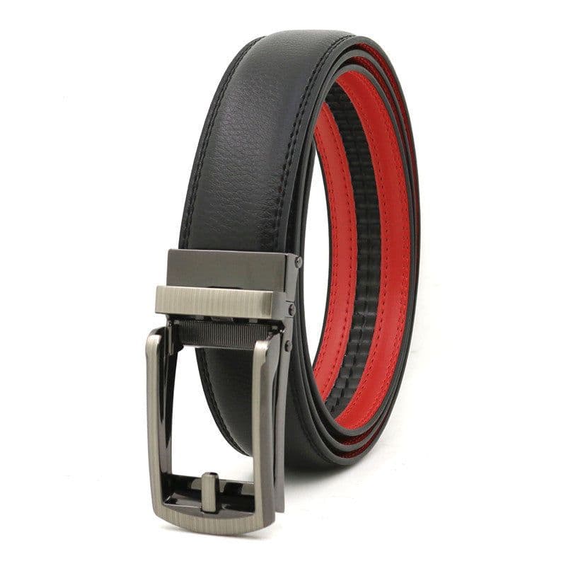 image-Genuine Leather Automatic Buckle Men's Belt - Bright Brown, 120cm