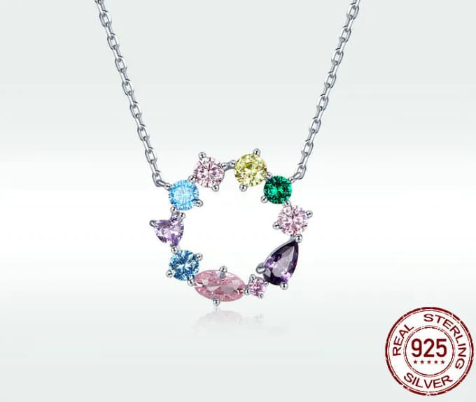 image-Aifule S925 Silver Lucky Wreath Zircon Necklace