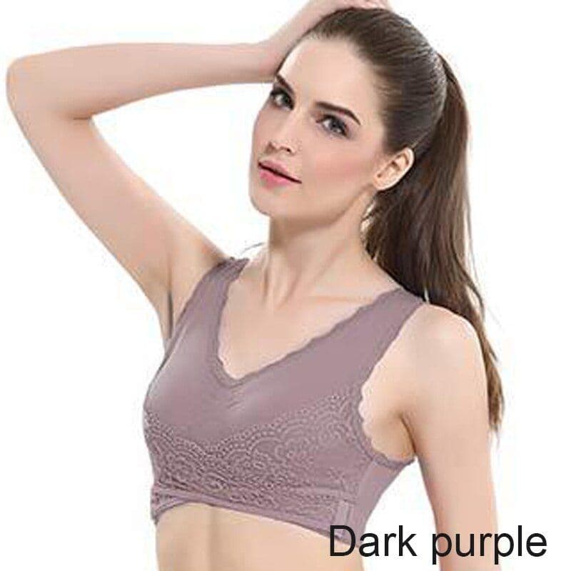 image-Front Cross Side Buckle Lace Side Non-Wire Sports Fitness Bra