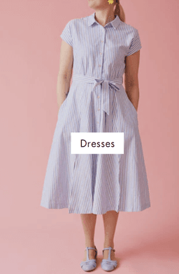 image-Women's Polo Collar Striped Shirt Dress - Long Sleeve A-Line
