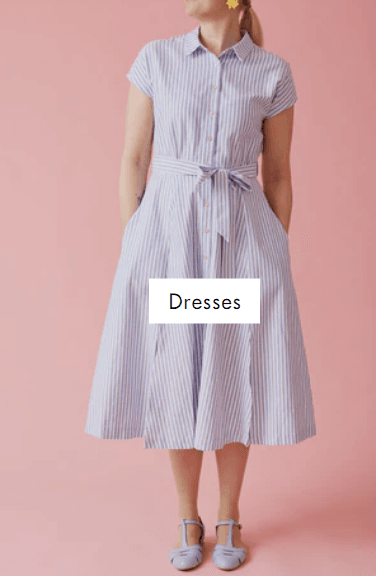 image-Women's Polo Collar Striped Shirt Dress - Long Sleeve A-Line