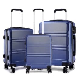 image-K1871-1L - Kono ABS Sculpted Horizontal Design 3 Piece Suitcase Set - Navy Blue