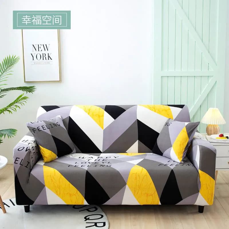 image-Elastic Three Seater Sofa Cover European Style Dustproof Protective Cover