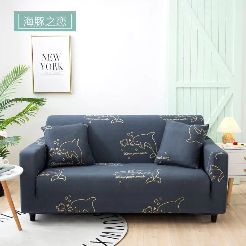 image-Elastic Three Seater Sofa Cover European Style Dustproof Protective Cover