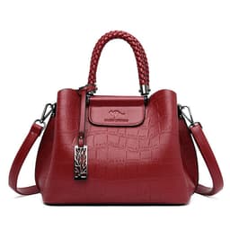 image-Women's Large-Capacity PU Messenger Bag - Red Zipper Street Style