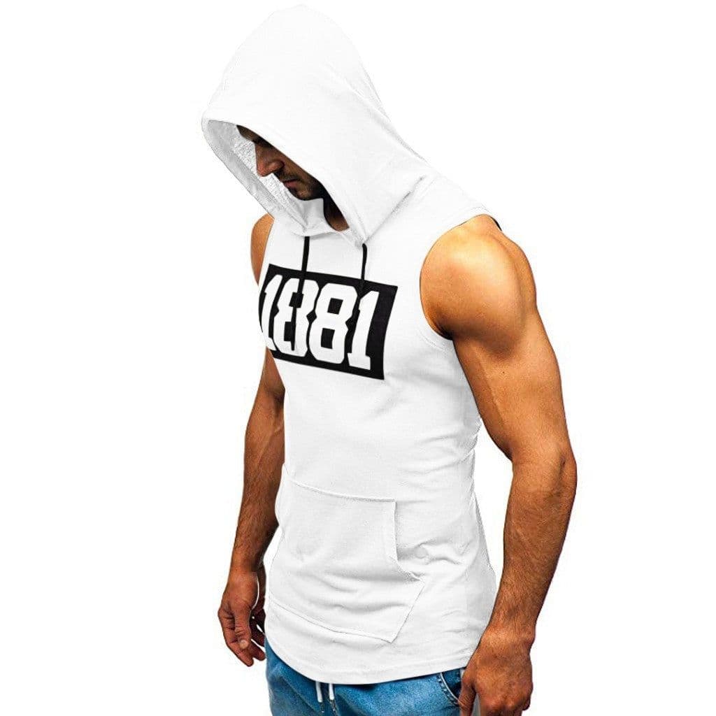 image-Men's Sleeveless Vest Letter Printed Hoodie Sports Tops