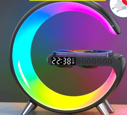 image-New Arrival Wireless Charger Ambient Light Bluetooth Speaker Music Rhythm Clock Alarm Clock Button and APP Control
