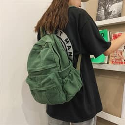 image-Schoolbag female ins Hong Kong Fengsen retro old college student backpack female European and American fashion washed rucksack