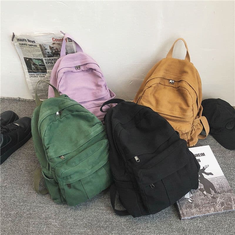 image-Schoolbag female ins Hong Kong Fengsen retro old college student backpack female European and American fashion washed rucksack