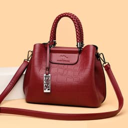 image-Women's Large-Capacity PU Messenger Bag - Red Zipper Street Style