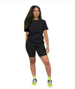 image-16-Color Solid-Color Sportswear Two-Piece Set Coffee XXL for Women
