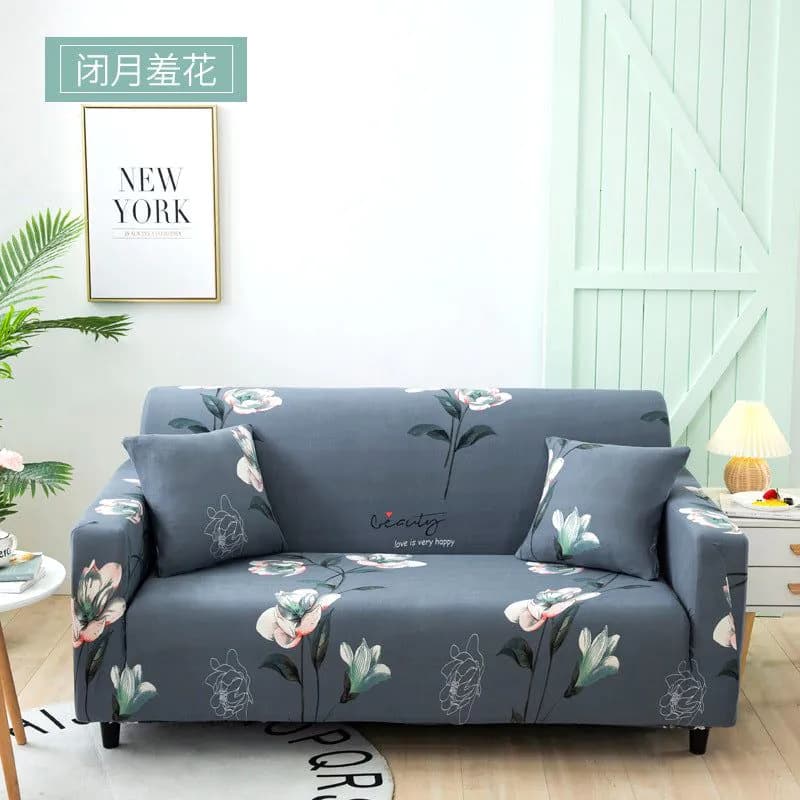 image-Elastic Three Seater Sofa Cover European Style Dustproof Protective Cover