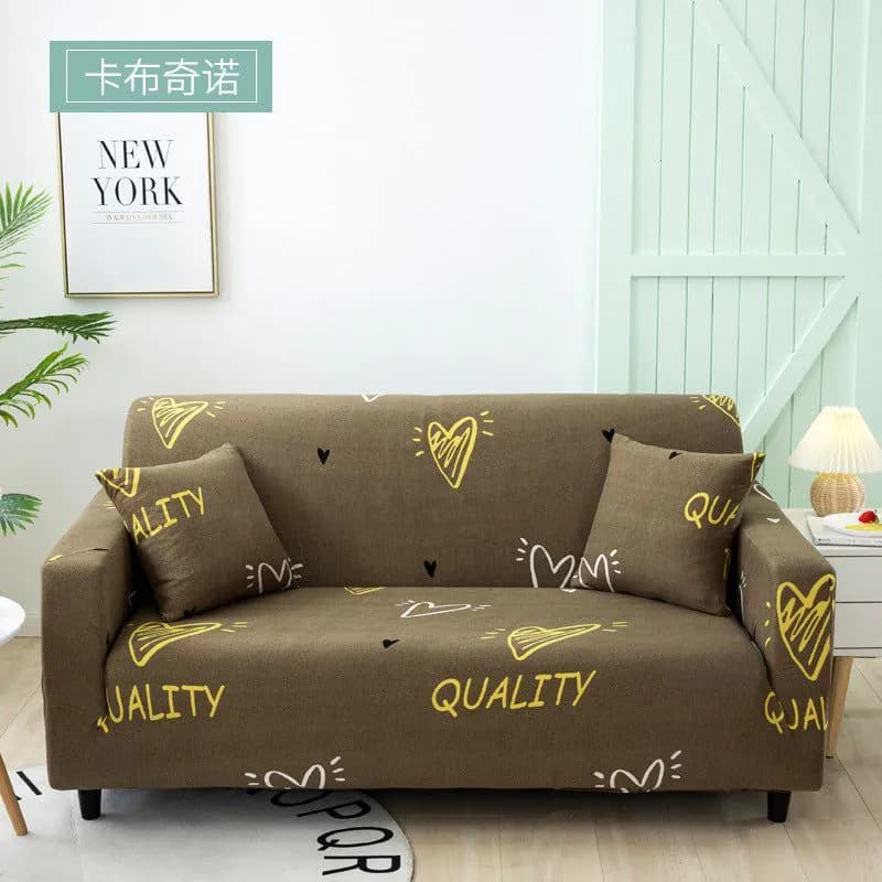 image-Elastic Three Seater Sofa Cover European Style Dustproof Protective Cover