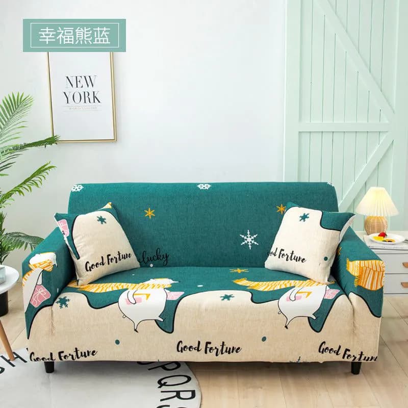 image-Elastic Three Seater Sofa Cover European Style Dustproof Protective Cover
